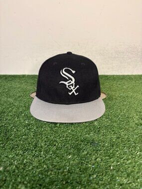 Chicago White Sox hat cap fitted 7 3/8 black gray new era 59fifty baseball mens